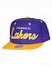 Бейсболка с прямым козырьком Mitchell and Ness TONE SCRIPT Los Angeles Lakers Purple отзывы