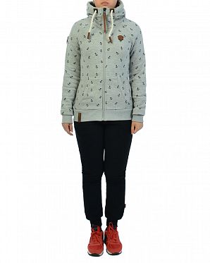 Толстовка женская на молнии с капюшоном Naketano Scheideanstalt Mothership Grey Melange