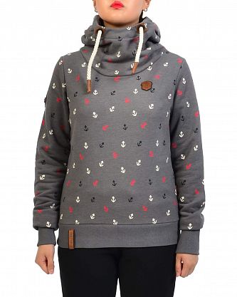 Толстовка женская с капюшоном Naketano Taschenbilliard Ins Dark Grey Mel