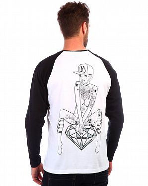 Лонгслив мужской Rum Knuckles Ladi Diamond White Black Лонгслив мужской Rum Knuckles Ladi Diamond White Black