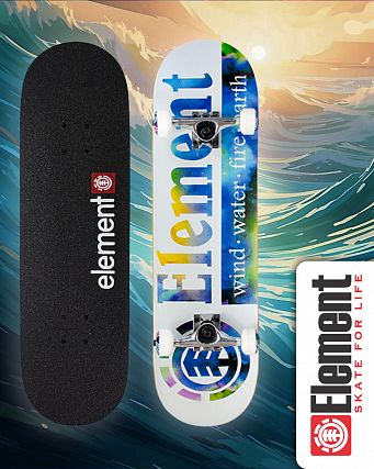 Скейтборд в Сборе Element 3 размер 8.25 (9 белый голубой 8.25)