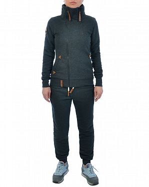 Толстовка женская на молнии с высоким воротом Германия Naketano Hanza Bau ma Anthracite