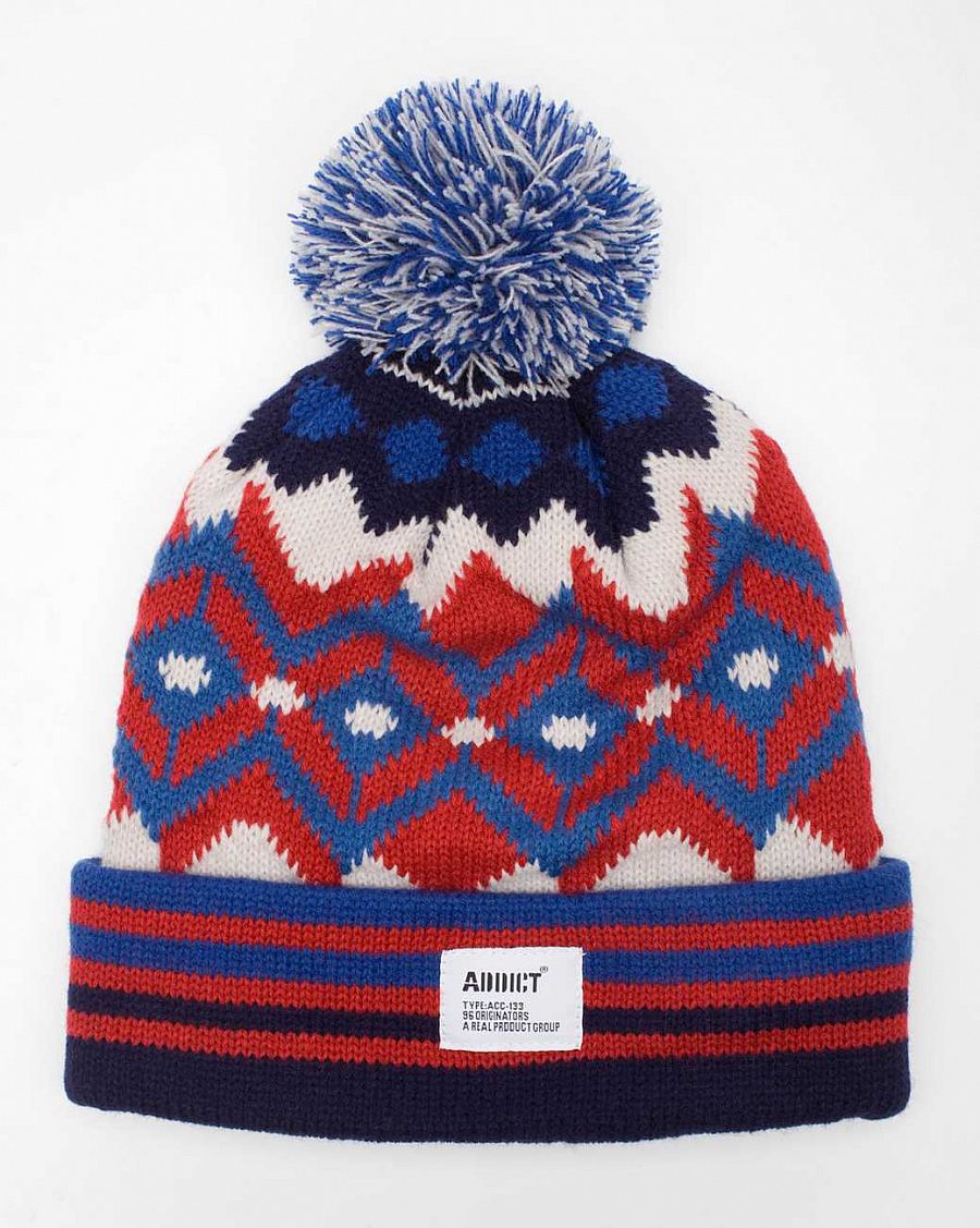 Шапка Addict Native Beanie Navy Red отзывы