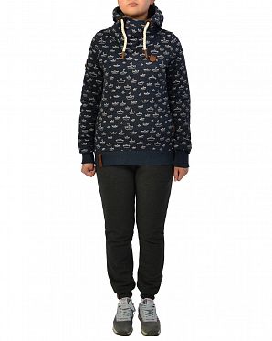 Толстовка женская с капюшоном Naketano Ich Denke Also Spinn Ich II Indigo Melange Толстовка женская с капюшоном Naketano Ich Denke Also Spinn Ich II Indigo Melange