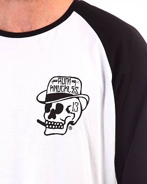 Лонгслив мужской Rum Knuckles Rider White Black Лонгслив мужской Rum Knuckles Rider White Black