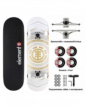 Скейтборд в Сборе Element 3 размер 8.25 (13 белый золотой 8.25)