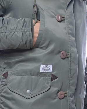 Пуховик водонепроницаемый на гусином пуху Корея NudeBones Olive