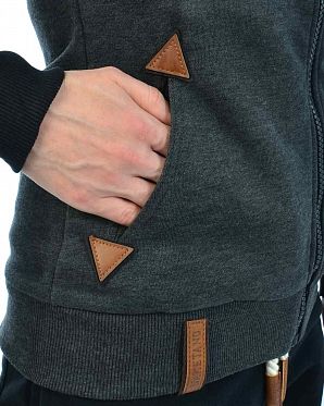 Толстовка женская с капюшоном на молнии Германия Naketano Mach Anthracite Black