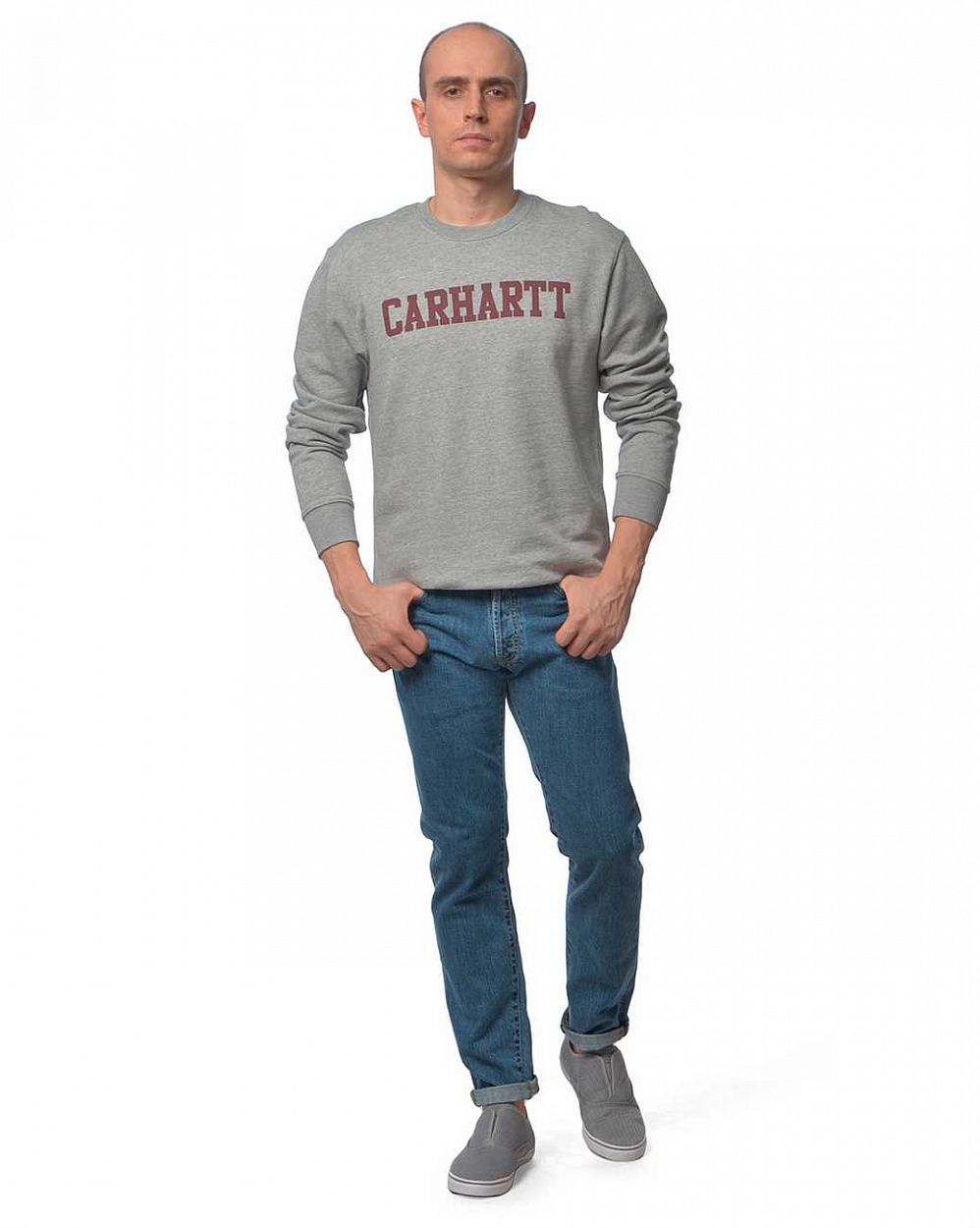 Толстовка свитшот Carhartt WIP College Sweatshirt Grey Cordovan отзывы