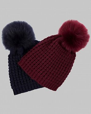 Шапка с помпоном зимняя женская Канада KyiKyi Classic Faux Fur Burgundy