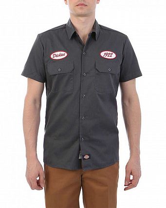 Рубашка мужская с коротким рукавом Dickies 1922 Rotonda South Charcoal Grey