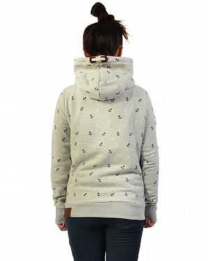 Толстовка женская с капюшоном Naketano Guts over Fear Stone Grey Melange