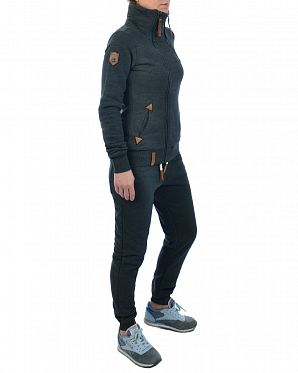 Толстовка женская на молнии с высоким воротом Германия Naketano Hanza Bau ma Anthracite