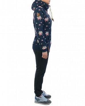 Толстовка женская на молнии с капюшоном Naketano Der Schnein Indigo Blue Mel