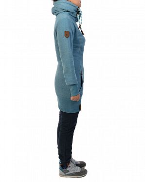 Толстовка женская длинная с капюшоном Naketano Lange Light Blue Melange Толстовка женская длинная с капюшоном Naketano Lange Light Blue Melange