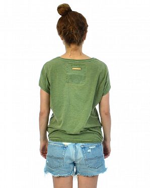 Футболка женская на резинке свободная Германия Naketano Acid Girl Heritage Pine Green Melange Футболка женская на резинке свободная Германия Naketano Acid Girl Heritage Pine Green Melange