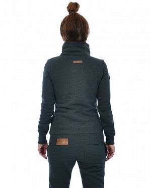 Толстовка женская на молнии с высоким воротом Германия Naketano Hanza Bau ma Anthracite