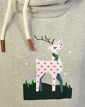 Толстовка женская длинная с капюшоном Naketano Frotzelinchen Grafic Grey