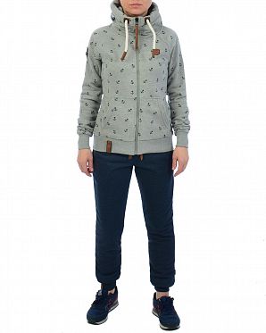 Толстовка женская на молнии с капюшоном Naketano Scheideanstalt Mothership Gun Smoke Grey