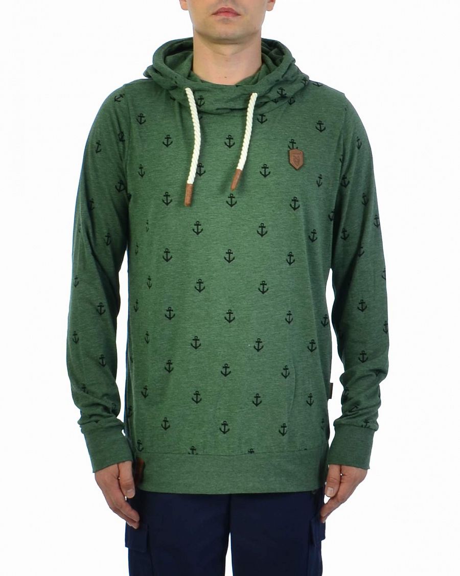 Футболка лонгслив с капюшоном Naketano Die Eier Baumeln lassen Pine Green Mel отзывы