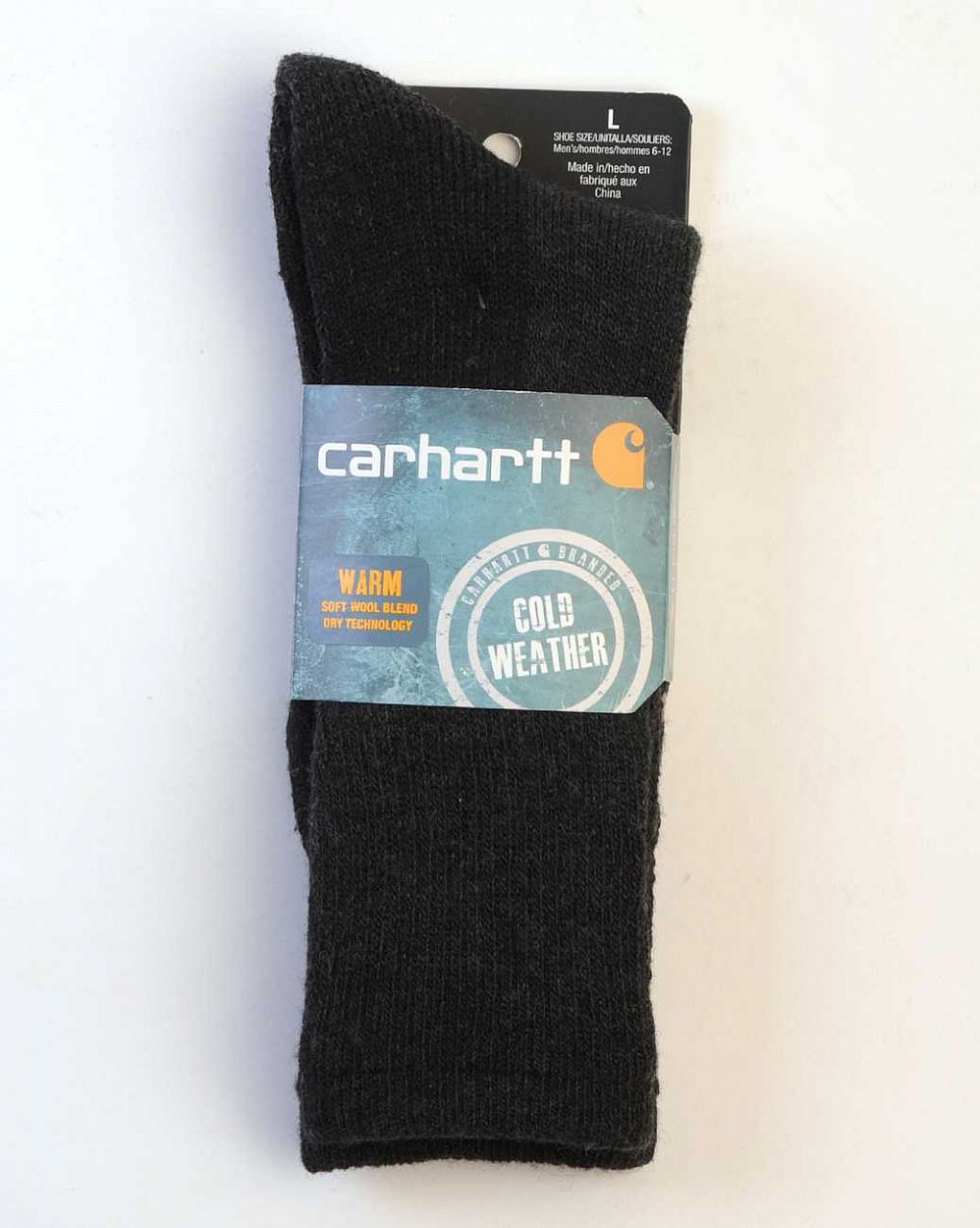 Носки мужские теплые Carhartt USA 504 Warm Soft Wool Dry Tech Black Heather отзывы