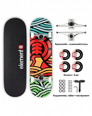 Скейтборд в Сборе Element 2 размер 8.25 (15 красный оранжевый)