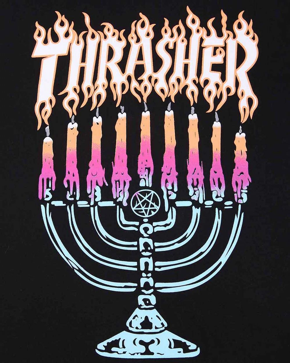 Thrasher Skate Menorah Tee Black Blacksides
