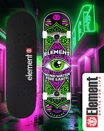 Скейтборд в Сборе Element 4 размер 8.25 (2 зеленый розовый 8.25)