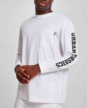Футболка с длинным рукавом Urban Classics Logo Boxy Pocket White Футболка с длинным рукавом Urban Classics Logo Boxy Pocket White