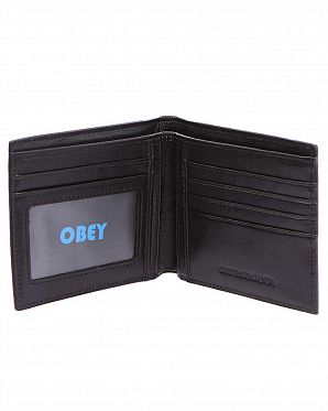 Кошелек кожаный Obey Gentry Bi-Fold ID-Window Leather Logo Black Gold Кошелек кожаный Obey Gentry Bi-Fold ID-Window Leather Logo Black Gold