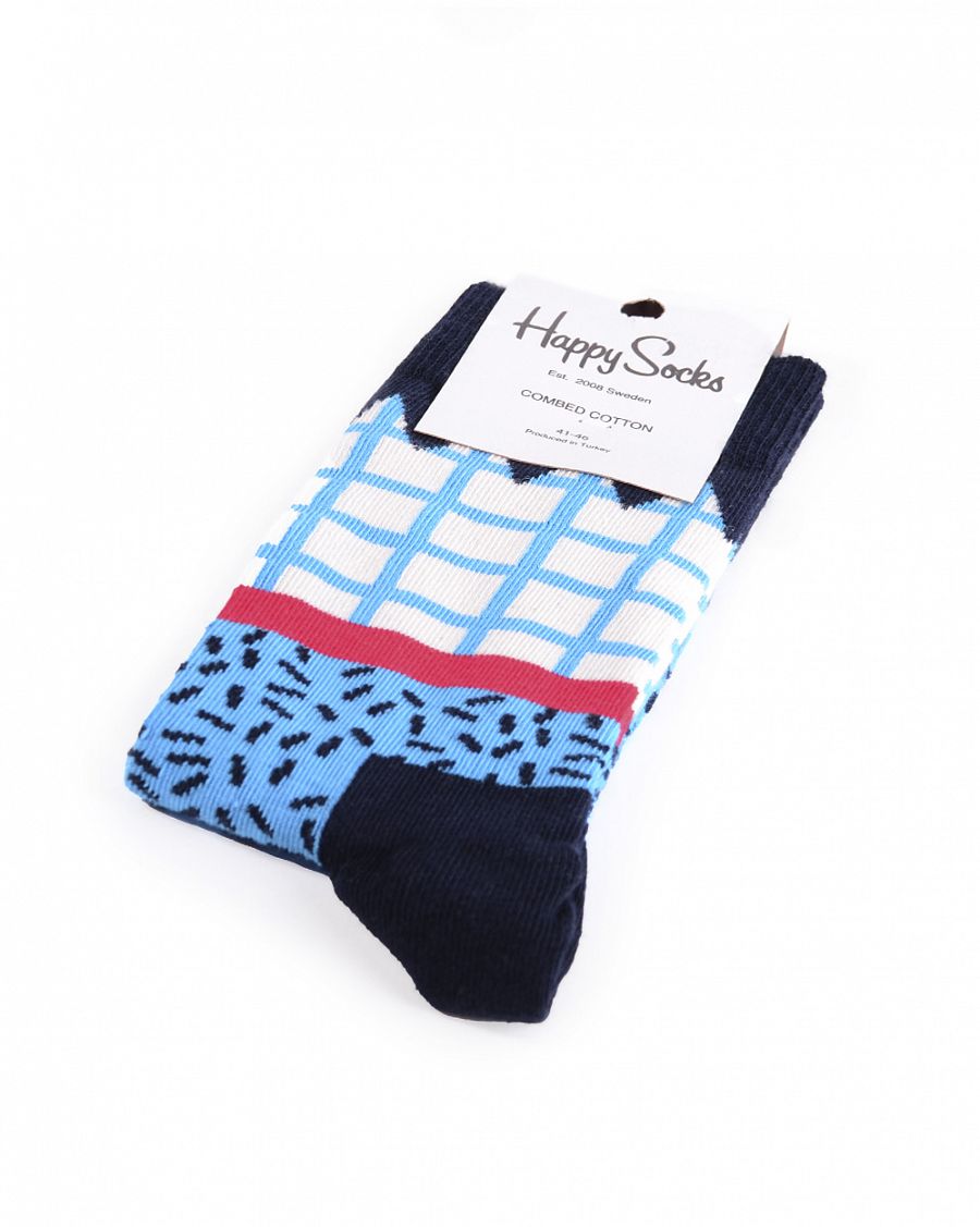 Носки укороченные Happy Socks Combed Cotton Cubes Navy Blue отзывы