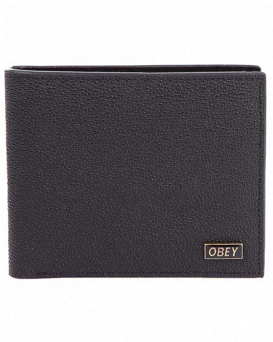 Кошелек кожаный Obey Gentry Bi-Fold ID-Window Leather Logo Black Gold отзывы