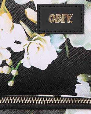 Рюкзак маленькй кожаный водонепроницаемый Obey Black White Рюкзак маленькй кожаный водонепроницаемый Obey Black White