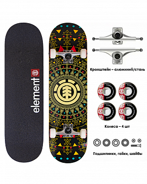 Скейтборд в Сборе Element 6 размер 8.25 (23 черный золотой 8.25)
