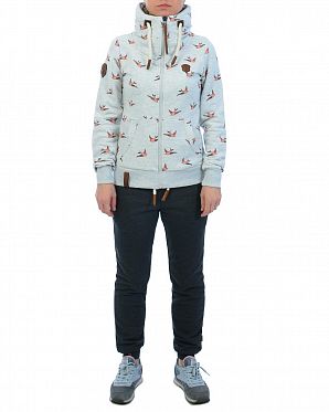 Толстовка женская на молнии с высоким воротом Naketano Wuppi Puppi Amazing Grey