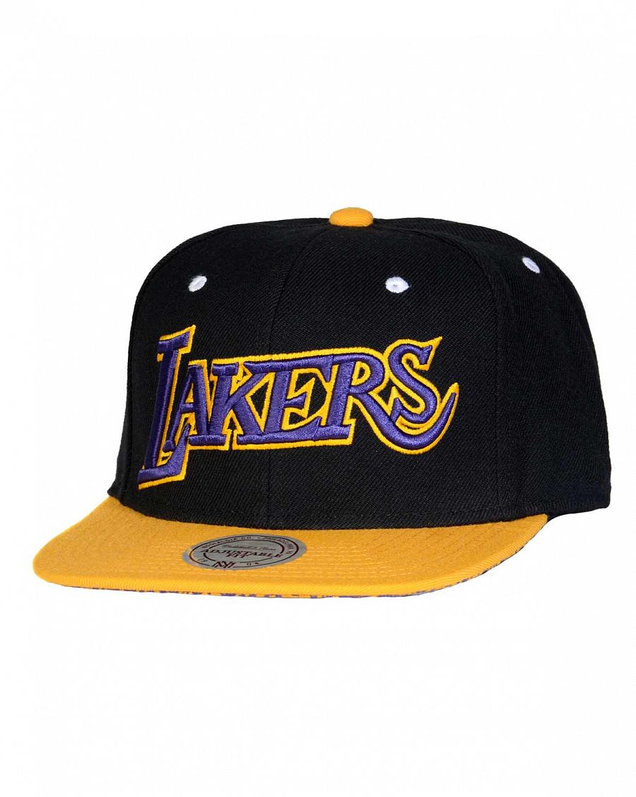 Бейсболка с прямым козырьком Mitchell and Ness ELEPHANT Los Angeles Lakers Black отзывы