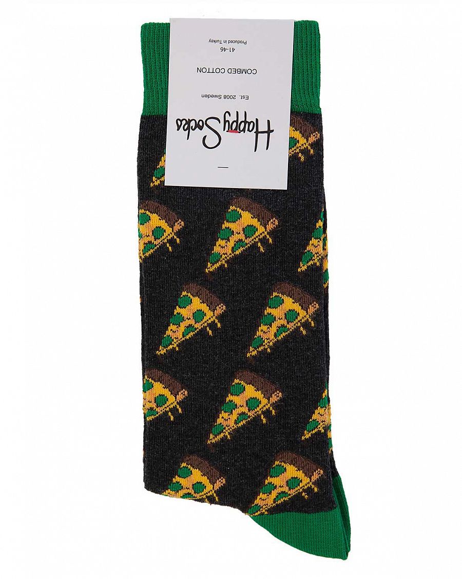 Носки высокие мужские Швеция Happy Socks Pizza Green отзывы
