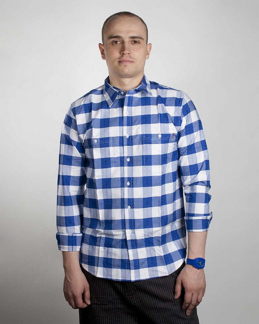 купить Рубашка HUF Chekerboard Blue/white в Москве купить Рубашка HUF Chekerboard Blue/white в Москве