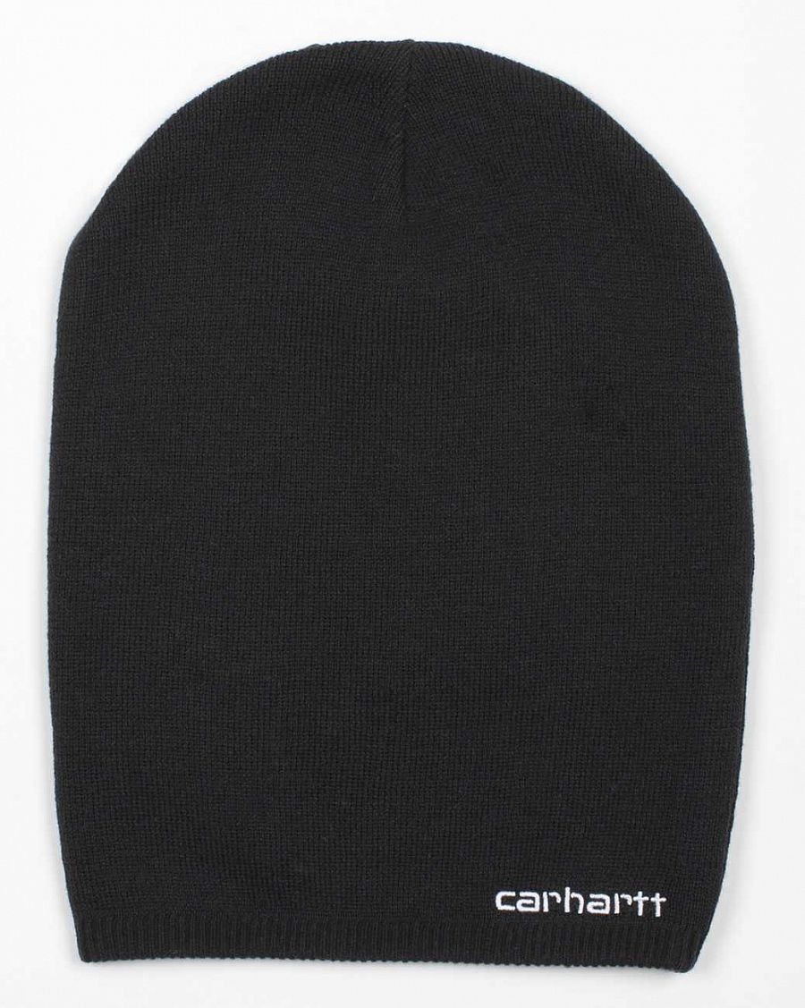 Женская шапка чулок Carhartt WIP Embroidery Beanie Black отзывы