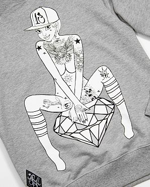 Толстовка свитшот Rum Knuckies Ladi Diamond Grey Толстовка свитшот Rum Knuckies Ladi Diamond Grey