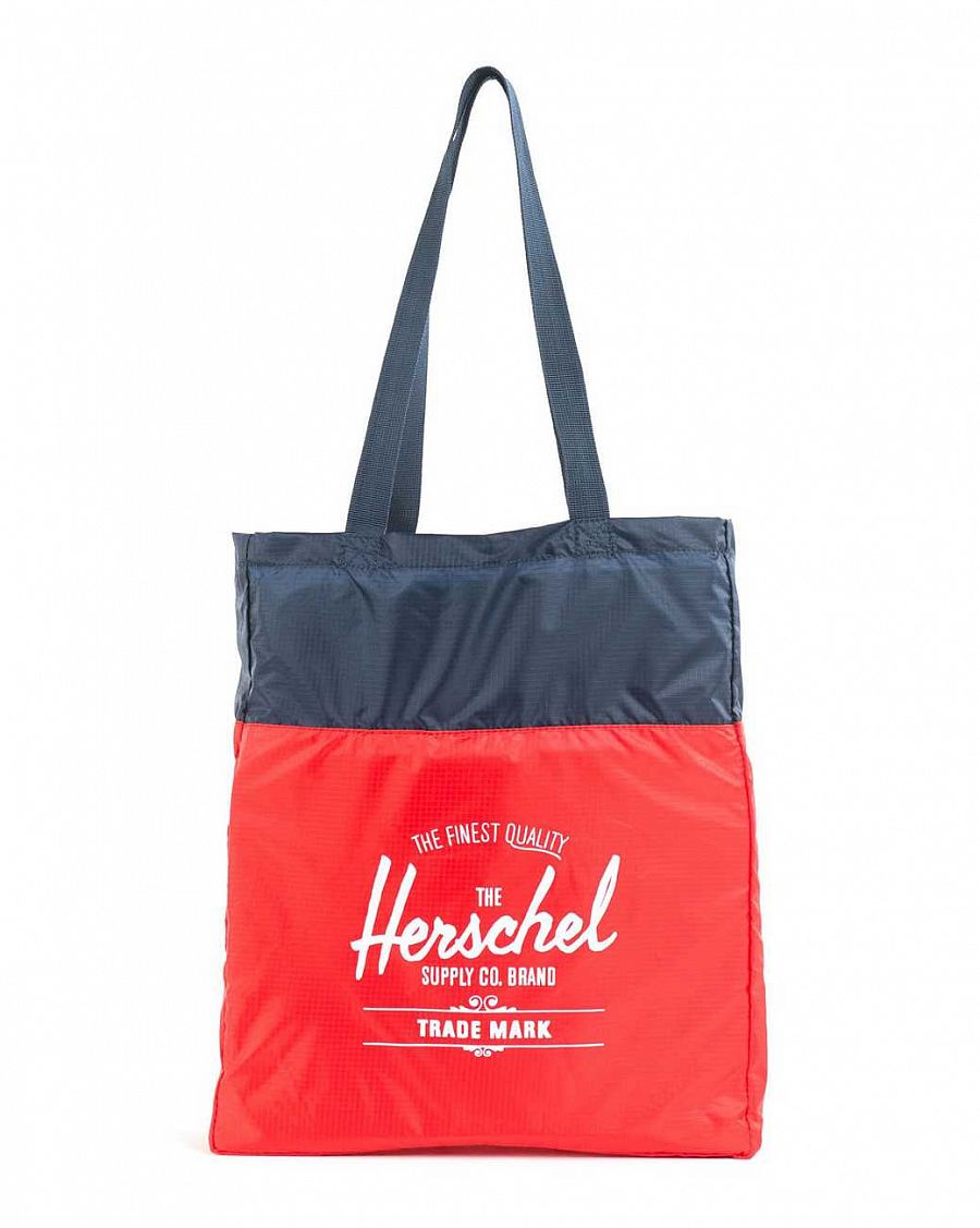 Сумка складная через плечо Herschel Packable Travel Tote Bag Navy Red отзывы