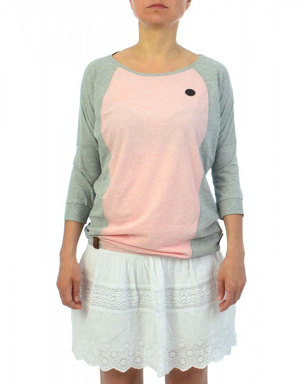 Футболка женская рукав 2/3 на рекинке Германия Naketano Purger Mit Birger III Grey-Sugar Pink Mel отзывы