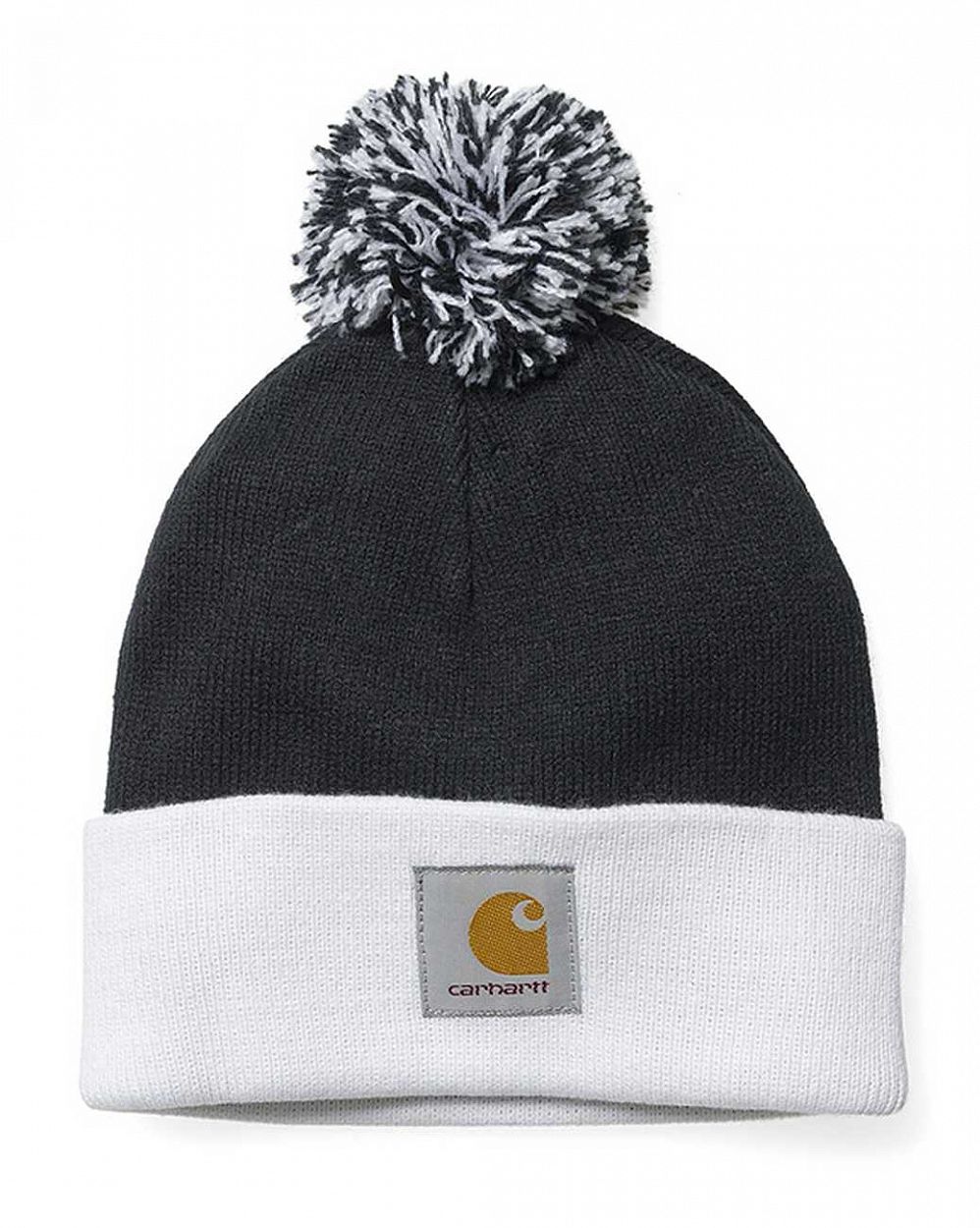 купить Шапка зимняя с помпоном Carhartt WIP Britt Black White в Москве купить Шапка зимняя с помпоном Carhartt WIP Britt Black White в Москве