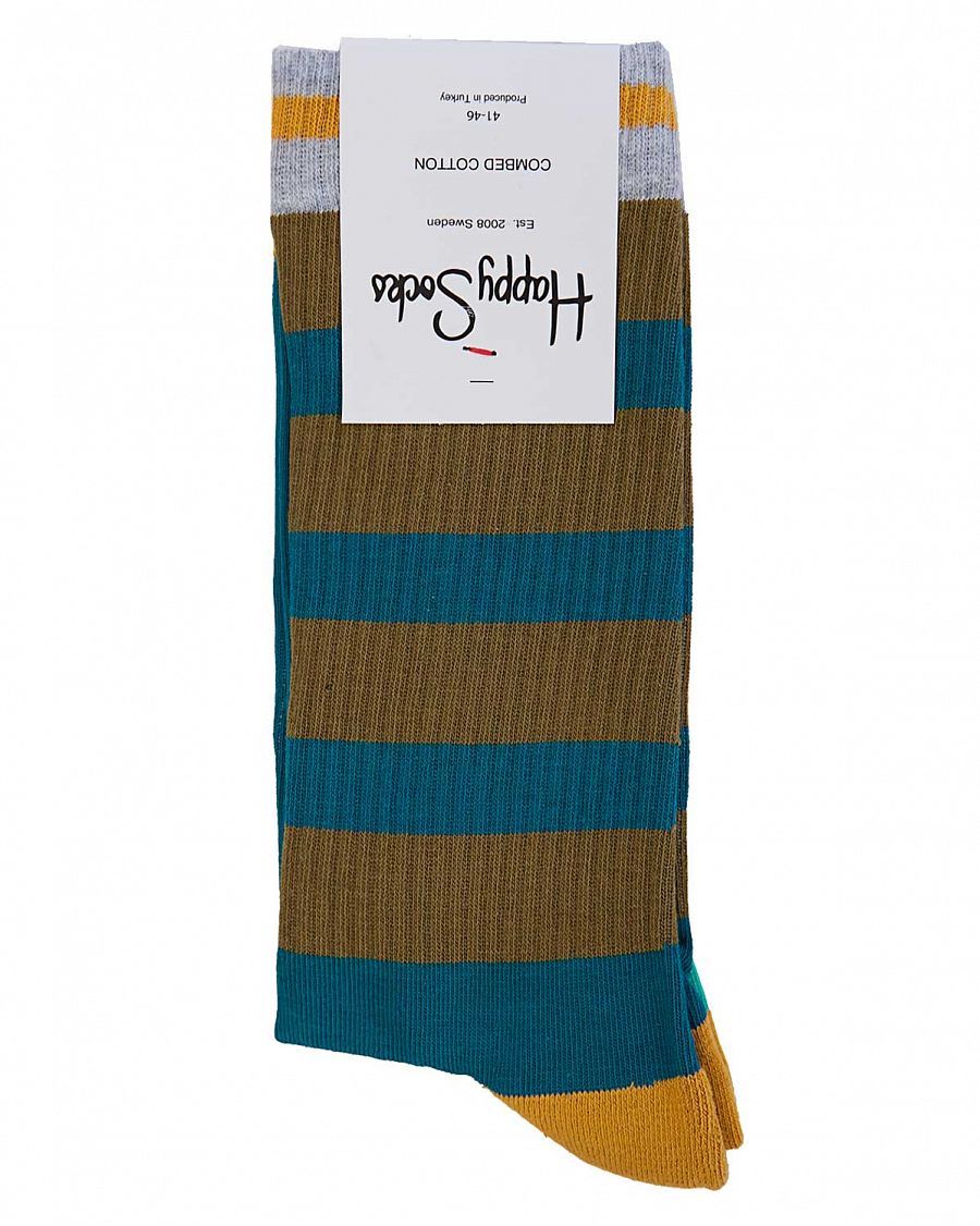 Носки высокие мужские Швеция Happy Socks Stripe Blue Green отзывы