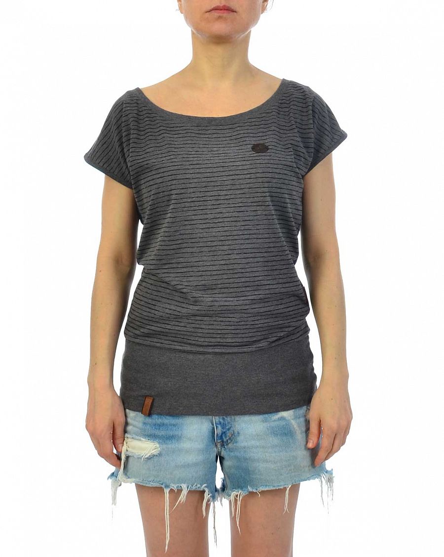 Футболка женская летняя на широкой резинке Naketano Wolle Dizzy VIII Dark Grey Melange отзывы Футболка женская летняя на широкой резинке Naketano Wolle Dizzy VIII Dark Grey Melange отзывы