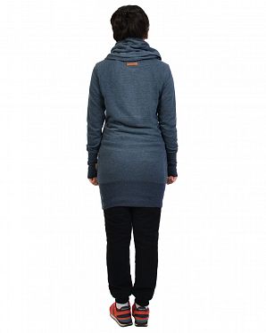Толстовка женская длинная с высоким воротом Naketano Schniedelwutz Indigo Blue Mel Толстовка женская длинная с высоким воротом Naketano Schniedelwutz Indigo Blue Mel