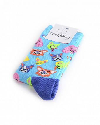 Носки мужские Happy Socks Combed Cotton Dog Turquoise