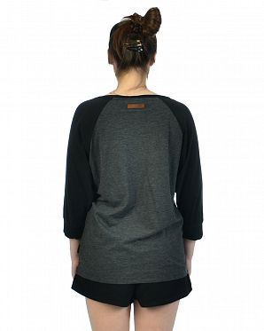 Футболка женская 2/3 Naketano Nimm Mit nach Hause Anthracite Melange - Black Футболка женская 2/3 Naketano Nimm Mit nach Hause Anthracite Melange - Black