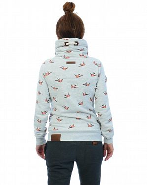 Толстовка женская на молнии с высоким воротом Naketano Wuppi Puppi Amazing Grey