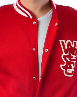 Бомбер толстовка на кнопках флисовая WeSC Warren Red Бомбер толстовка на кнопках флисовая WeSC Warren Red